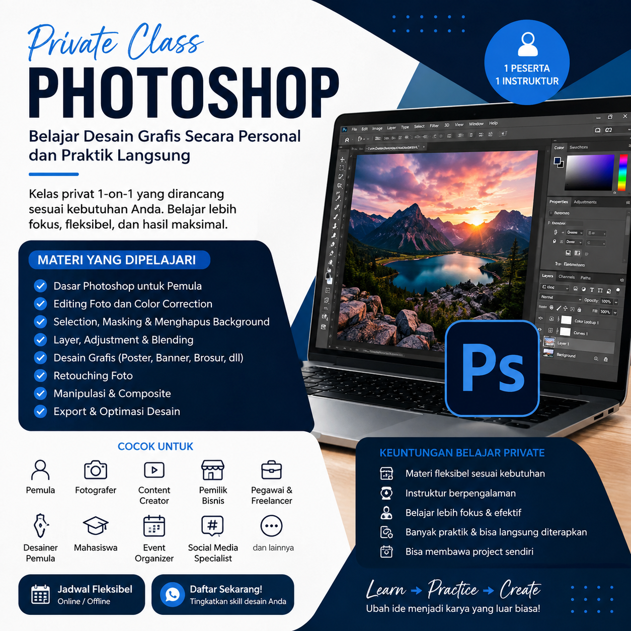 Private Class Photoshop: Belajar Desain Grafis Secara Personal dan Praktik Langsung